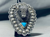 Fabulous San Felipe Sleeping Beauty Turquoise Sterling Silver Buffalo Ring-Nativo Arts