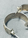 More Involved Detail Vintage Native American Navajo Sterling Silver Gold Earrings-Nativo Arts