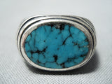 Intricate Spiderweb Turquoise Vintage Men's Native American Navajo Sterling Silver Ring-Nativo Arts