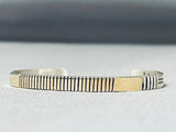Jonny Nez Native American Navajo Signed Sterling Silver 14k Gold Bracelet-Nativo Arts