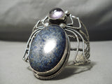 Colossal Vintage Native American Navajo Bug Lapis Amethyst Sterling Silver Bracelet-Nativo Arts