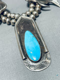 Turquoise Paw Heavy Vintage Native American Navajo Sterling Silver Squash Blossom Necklace-Nativo Arts