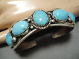 Stunning Vintage Native American Navajo Turquoise Wave Sterling Silver Bracelet Old Cuff-Nativo Arts