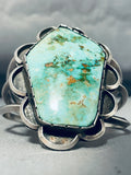 Mens Huge Heavy Vintage Native American Navajo Royston Turquoise Sterling Silver Bracelet Old-Nativo Arts