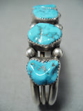 Distinctive Vintage Native American Navajo Old Kingman Turquoise Sterling Silver Bracelet-Nativo Arts