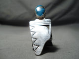Fantastic Vintage Native American Navajo Bisbee Turquoise Sterling Silver Ring Old-Nativo Arts