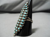 Marvelous Vintage Zuni Native American Round Turquoise Sterling Silver Ring-Nativo Arts
