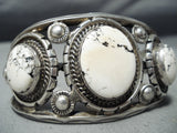 Best Vintage Native American Navajo White Buffalo Turquoise Stering Silver Bracelet-Nativo Arts