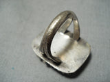 Famous Mine Towering Vintage Native American Navajo Blue Thunder Turquoise Sterling Silver Ring-Nativo Arts