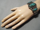 Early 1900's Vintage Native American Navajo Cerrillos Turquoise Sterling Silver Bracelet Old-Nativo Arts