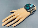 Mens Vintage Native American Navajo Museum Quality Turquoise Sterling Silver Bracelet-Nativo Arts