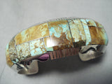 Highly Detailed Native American Navajo Royston Turquoise Inlay Sterling Silver Bracelet-Nativo Arts