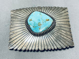 Kenny Etsitty Vintage Native American Navajo Royston Turquoise Sterling Silver Buckle Signed-Nativo Arts