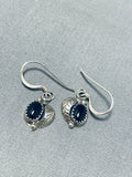Exceptional Vintage Native American Navajo Black Onyx Sterling Silver Earrings-Nativo Arts