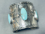 Powerful Thunderbirds Native American Turquoise Sterling Silver Bracelet-Nativo Arts