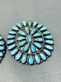 Larry Moses Begay Amazing Vintage Native American Navajo Turquoise Sterling Silver Earrings-Nativo Arts