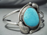 Expressive Vintage Native American Navajo Kingman Turquoise Sterling Silver Bracelet Old-Nativo Arts