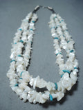 Amazing Vintage Native American Navajo Pearl Turquoise Sterling Silver Necklace-Nativo Arts
