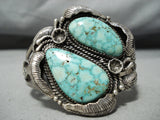 Huge High Grade Vintage Native American Navajo Carico Lake Turquoise Sterling Silver Bracelet-Nativo Arts
