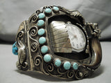 The Biggest And Best Vintage Native American Navajo Turquoise Sterling Silver Watch Bracelet Old-Nativo Arts