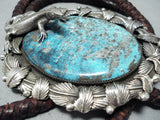 Colossal Native American Navajo Turquoise Lizard Sterling Silver Bolo Tie-Nativo Arts