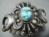 Thick Vintage Native American Navajo Carico Lake Turquoise Sterling Silver Bracelet Cuff-Nativo Arts