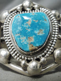One Of The Biggest Heaviest Native American Zuni Turquoise Sterling Silver Bracelet-Nativo Arts