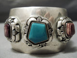 Huge Vintage Native American Navajo Chunky Turquoise Sterling Silver Shell Bracelet-Nativo Arts