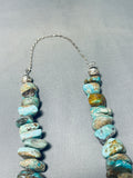 249 Grams Vintage Native American Navajo Chunk Green Turquoise Sterling Silver Necklace-Nativo Arts