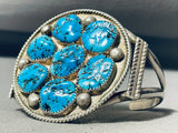Chunky Turquoise Cluster Vintage Native American Navajo Sterling Silver Bracelet-Nativo Arts