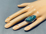 Signed Vintage Native American Hopi Seafoam Turquoise Sterling Silver Ring-Nativo Arts