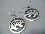 Phenomenal Vintage Hopi Native American Sterling Silver Earrings Old-Nativo Arts