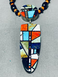 Native American Signed Double Sided Vintage Santo Domingo Turquoise Sterling Silver Necklace-Nativo Arts