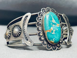Opulent Rare Turquoise Vintage Native American Navajo Sterling Silver Bracelet-Nativo Arts