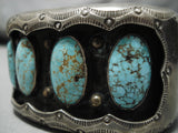 Incredible Vintage Native American Navajo Carico Lake Turquoise Sterling Silver Bracelet Old-Nativo Arts