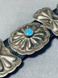 Sensational Vintage Native American Navajo Sterling Silver Concho Turquoise Belt Bracelet-Nativo Arts