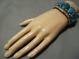 Rare Graduating Turquoise Vintage Native American Navajo Sterling Silver Bracelet Old-Nativo Arts