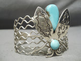 Intricate Vintage Flying Bug Turquoise Sterling Silver Bracelet-Nativo Arts