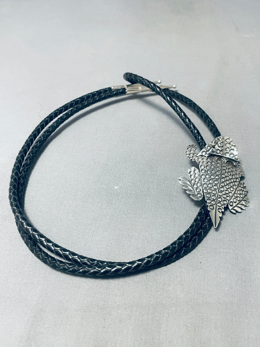 Marvelous Signed Native American Navajo Handcarved Silver Toad Bolo ...