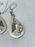 Important Exquisite Vintage Native American Zuni Abalone Sterling Silver Earrings-Nativo Arts