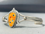 Highly Detailed Hand Cavred Vintage Native American Zuni Shell Turquoise Inlay Bracelet-Nativo Arts