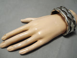 One Of The Heaviest Vintage Native American Navajo Solid Sterling Silver Bracelet- 223 Grams!-Nativo Arts