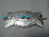 Tso Family Native American Navajo Old Kingman Turquoise Sterling Silver Hairpin-Nativo Arts