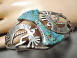 One Of The Best Vintage Native American Navajo Kokopelli #8 Turquoise Sterling Silver Bracelet-Nativo Arts