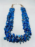 Native American Incredible Vintage Santo Domingo Lapis Sterling Silver Necklace-Nativo Arts
