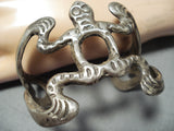 Intricate Toad Early Vintage Native American Navajo Sterling Silver Bracelet-Nativo Arts
