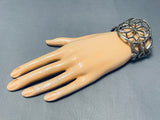 Dreamcatcher Very Rare Huge Vintage Native American Navajo Sterling Silver Bracelet-Nativo Arts
