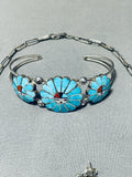 Rare Vintage Native American Zuni Inlay Turquoise Sunface Silver Necklace Bracelet Earring Set-Nativo Arts