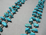 Striking Vintage Native American Navajo Blue Gem Turquoise Heishi Necklace Old-Nativo Arts