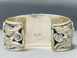 Al Chee Vintage Native American Navajo Eagle Turquoise Sterling Silver Bracelet-Nativo Arts